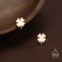 Shamrock Stud Earrings In Sterling Silver, thumbnail 4 of 12