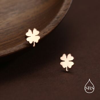 Shamrock Stud Earrings In Sterling Silver, 4 of 12