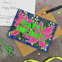 Happy Holidays Neon Floral Papercut Christmas Card, thumbnail 6 of 7