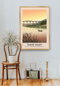 Tamar Valley Aonb Travel Poster Art Print, 5 of 8
