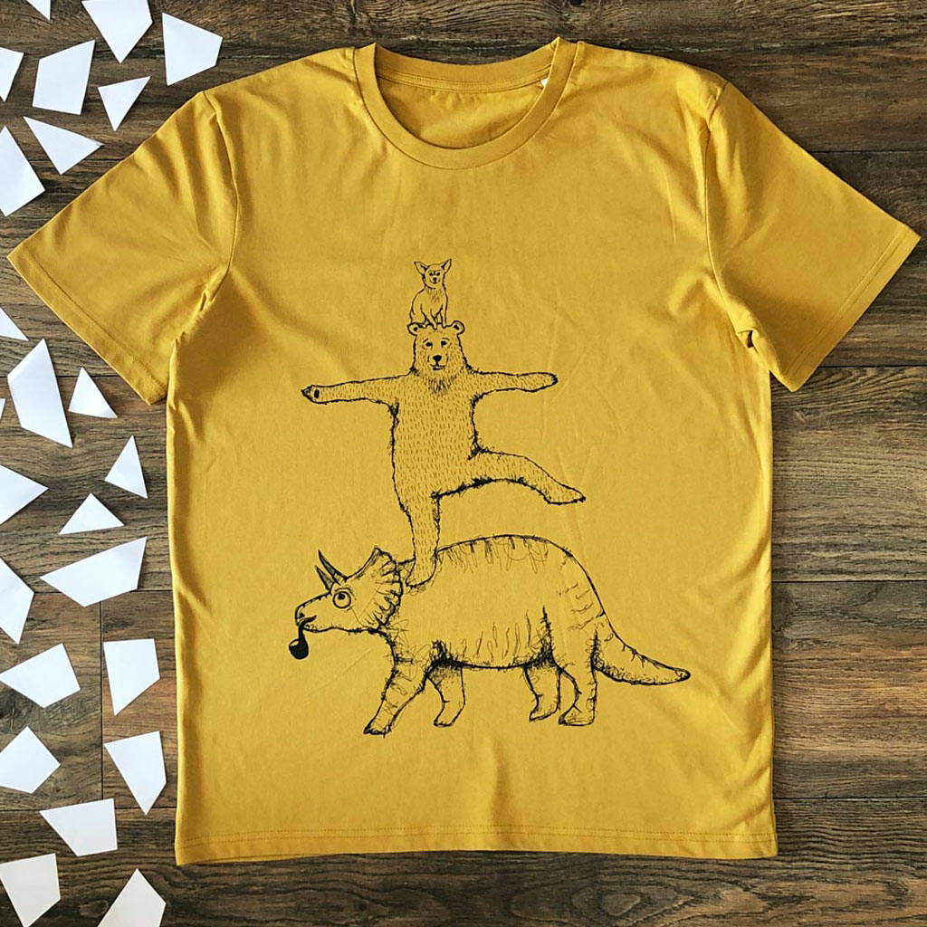 Bear And Triceratops Men's Organic T Shirt, 1 of 4