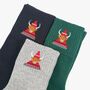 Women's Highland Cow Embroiderd Cotton Ankle Socks Three Pack, thumbnail 1 of 5