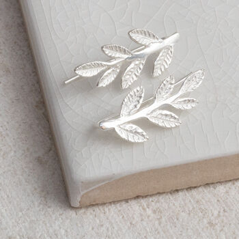 Sterling Silver Leaf Ear Climber, 2 of 4