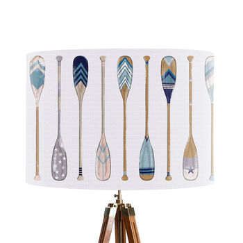 Vintage Style Oars Blue On White Lamp Shade, 10 of 11
