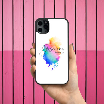 iPhone Case Rainbow Paint Personalised Name, 2 of 3