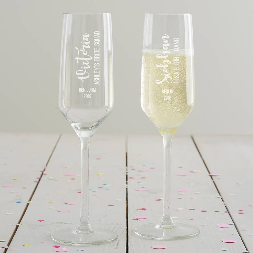 Personalised Hen Party Champagne Flute By Becky Broome