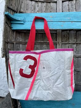 Blooper Large Upcycled Sailcloth Beach Bag, 4 of 5