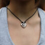 Silver heart pendant on leather, thumbnail 3 of 6