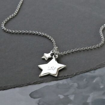 Sterling Silver Double Star Necklace, 3 of 5