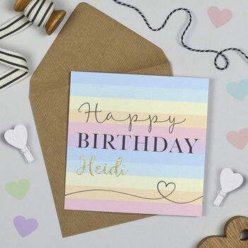 Happy Birthday Rainbow Stripe Card, 2 of 4