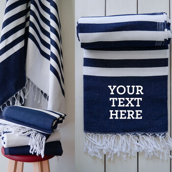 Personalised Cotton Beach Towel And Carrier Strap, 7 of 10
