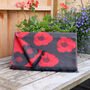Red Poppies Flower Multi Emblem Grey Winter Scarf, thumbnail 1 of 2
