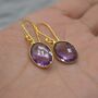 Amethyst Gold Earrings: February Birthstone, thumbnail 4 of 11