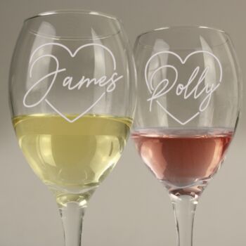 Personalised Heart Name Wine Glass Set, 3 of 4