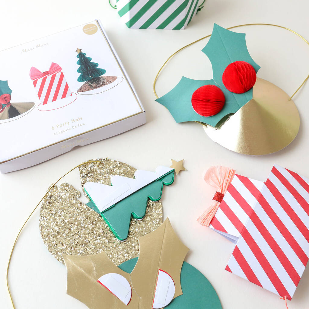 Mixed Christmas Party Hats Pack Of Six By Berylune