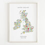 Personalised Floral Map Of British Isles Unframed Print, thumbnail 1 of 3