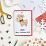 Personalised Reindeer Decoration Name Xmas White Card, thumbnail 2 of 3