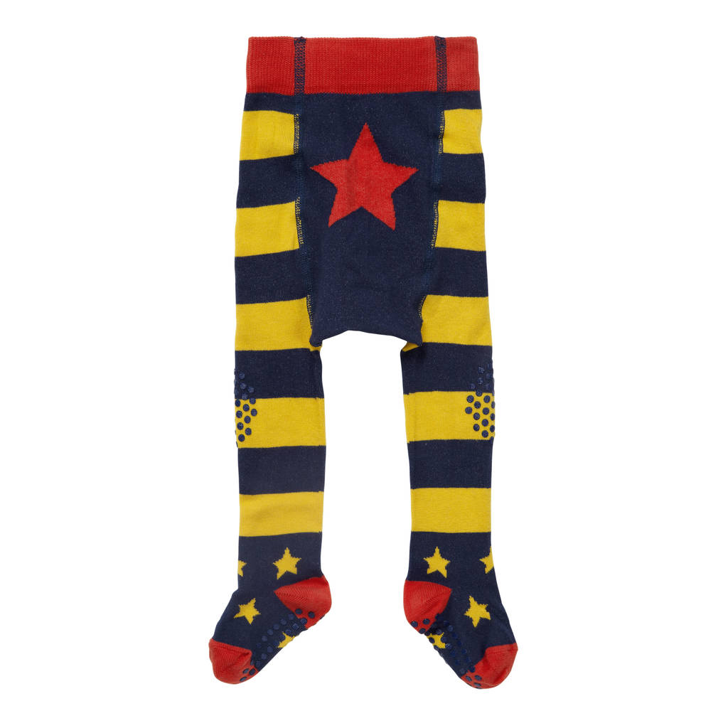 Blue And Yellow Stripe Baby Crawler Tights, 1 of 3