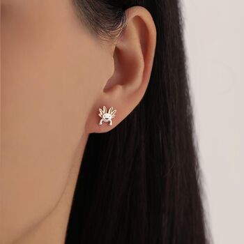 Tiny Axolotl Screw Back Earrings In Sterling Silver, 6 of 11