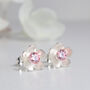 June Birthstone Cz Silver Stud Earrings, thumbnail 1 of 2