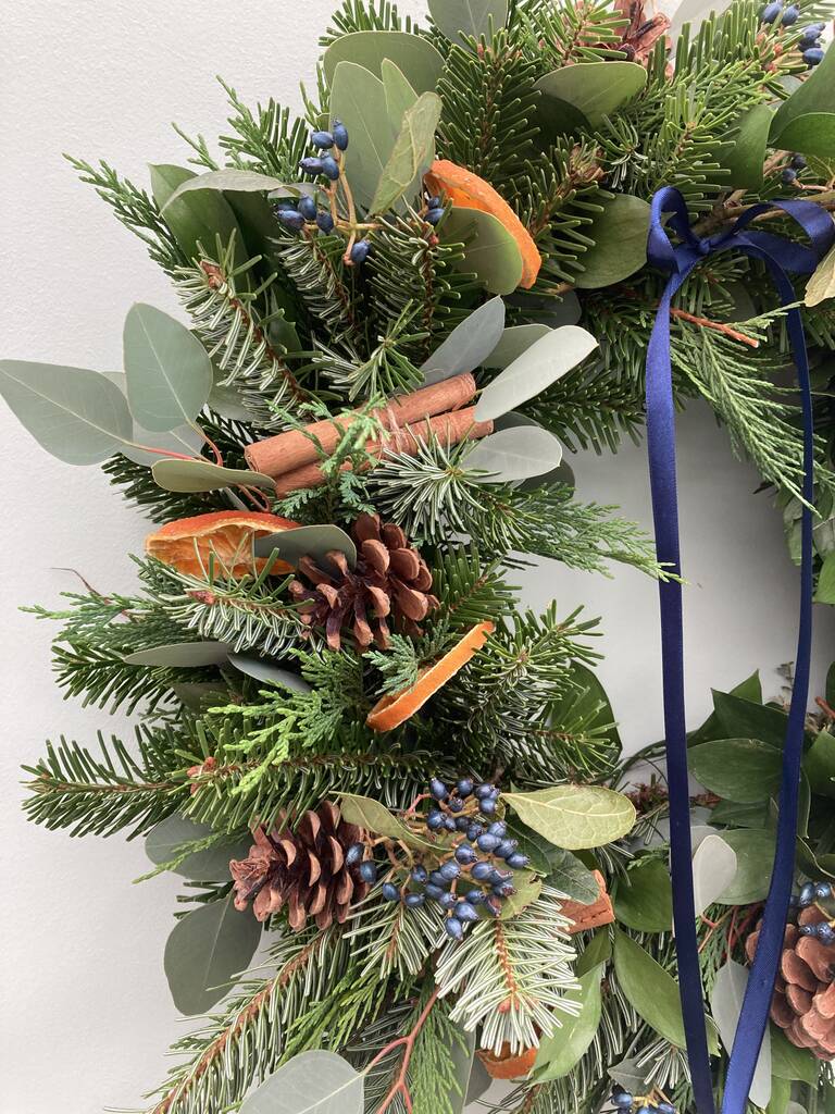Fresh Christmas Door Wreath By Zoe’s Blooms