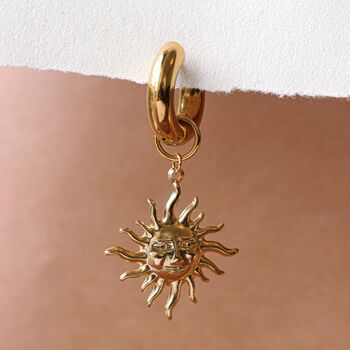 18k Gold Plated Filled Celestial Sun Statement Earrings, 7 of 12