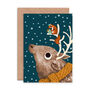 Reindeer And Squirrel Illustrated Christmas Card, thumbnail 2 of 2