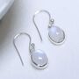 Sterling Silver Dangly Moonstone Oval Earrings, thumbnail 1 of 6