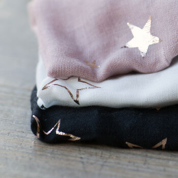 Rose Gold Metallic Printed Star Summer Scarves, 3 of 12