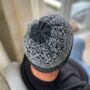 Mens Lambswool Knitted Beanie Hat Geometric Pattern, thumbnail 3 of 10