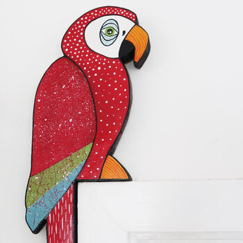 Hand Painted Red Parrot Door Topper, 4 of 4