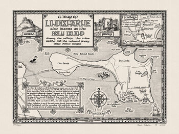 Lindisfarne Map Hand Drawn Fine Art Print, 3 of 12