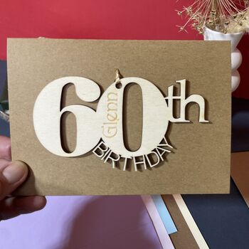 Personalised Wooden 60th Birthday Card, 8 of 10