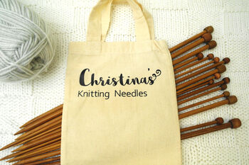 Bamboo Knitting Needles Set In Personalised Bag, 4 of 7