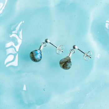Labradorite Drop Stud Earrings Second Light Collection, 4 of 4