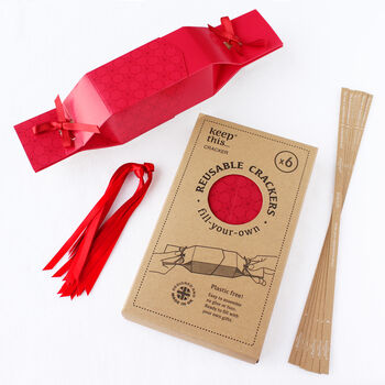 Six Reusable Eco Crackers 'Christmas Red' Design, 5 of 8