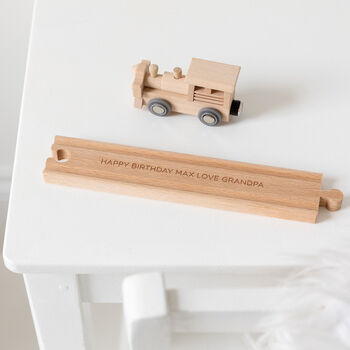 Personalised Birthday Wooden Train Track And Engine, 2 of 4