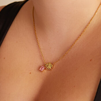 Custom Birth Flower And Gemstone Necklace, 3 of 8