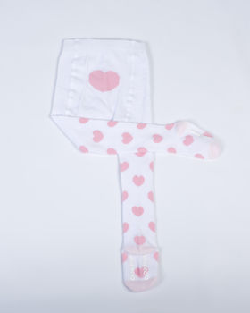 Pink Love Heart Baby Tights, 2 of 2