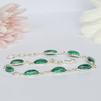 Solid Silver Bracelets With Natural Malachite Gemstones, 4 of 4