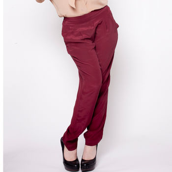 Viola Relaxed Fit Silk Trousers, 2 of 4