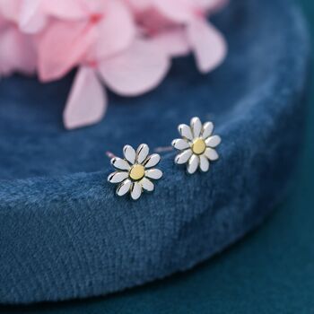 Sterling Silver Little Daisy Flower Stud Earrings, 4 of 10
