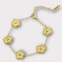 Gold Five Leaf Clover Charm Bracelet, thumbnail 1 of 6