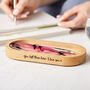 Personalised Glasses Tray Solid Oak And Leather, thumbnail 4 of 10