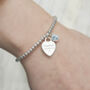 Sterling Silver Clasp Bracelet Personalised Mini Heart And Birthstone, thumbnail 5 of 12