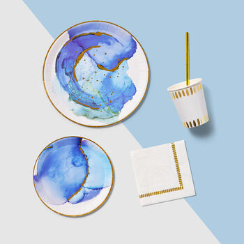 White And Gold Brushstroke Paper Cups X 10, 3 of 3