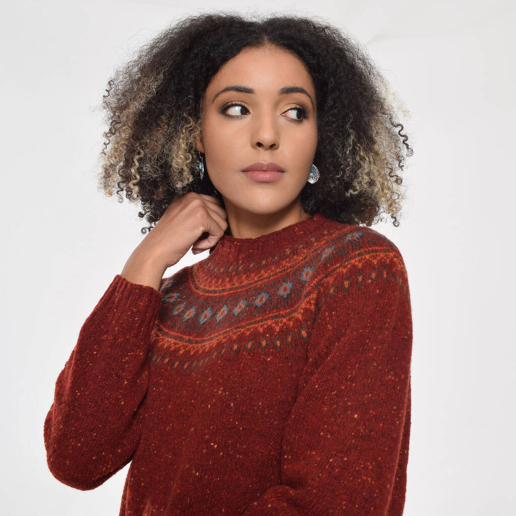 T Lab Ayla Ruby Red Fair Isle Lambswool Jumper, 1 of 8