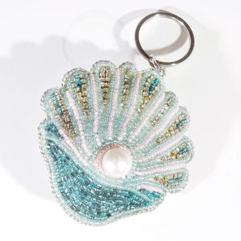Beaded Scallop And Pearl Keyring, 2 of 3