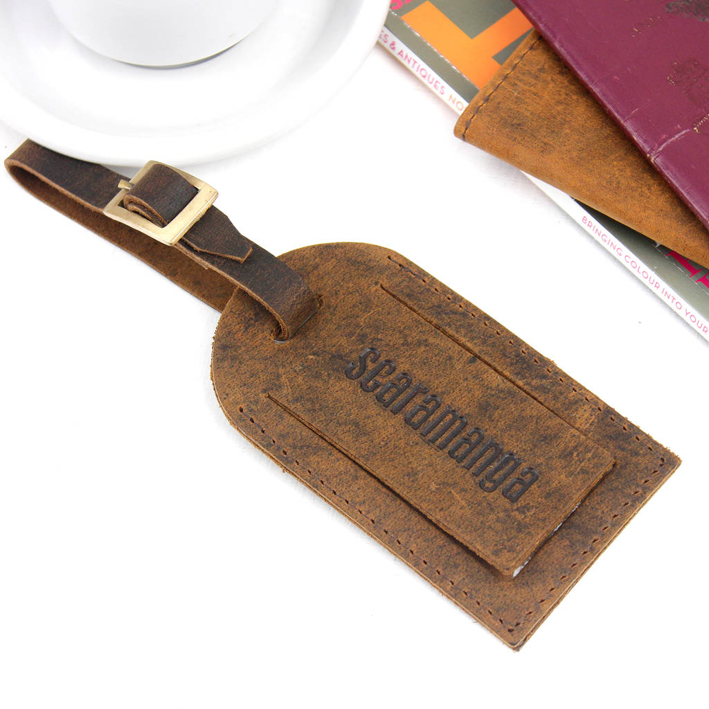 Personalised Leather Luggage Tag With Buckle By Scaramanga ...