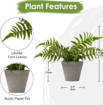 Pack Of Two Artificial Boston Fern Plant In Pots, 6 of 6